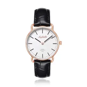 GSD fashion ladies watch switzerland quartz movement steel sapphire lens leather strap white water proof simple watch for girl