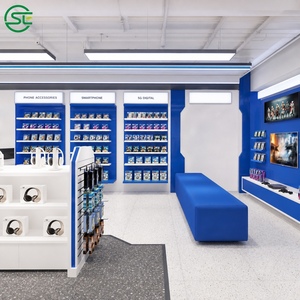 Muebles de Tienda Móvil de Madera Blanca Personalizados, Estación de Trabajo para Celulares, Diseño de Tienda de Juegos para Tiendas de Electrónica - Product Image 1