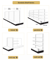 Système d'étagères de vente au détail Gondola blanche, présentoir de supermarché, étagère simple ou double face, panneau arrière perforé, équipement de magasin