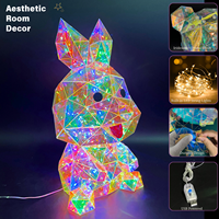 Figurine de lapin LED irisée, statue de lapin lumineuse, décoration alimentée par USB, décoration de table à domicile, cadeaux de fête