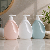 Bouteille vide de 500 ml en PEHD avec pompe pour lotion, savon liquide, lavage des mains, lessive, couleur personnalisée, OEM