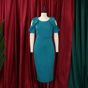 Venta al por mayor de alta calidad de talla grande vestido de negocios para las mujeres de manga corta de <span class=keywords><strong>trabajo</strong></span> de oficina con patrón sólido ropa de <span class=keywords><strong>trabajo</strong></span> de oficina formal - Product Image 6