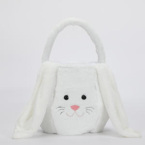 Sac fourre-tout pour enfants AA295 en fausse fourrure de lapin, sac à main, panier de Pâques en peluche avec oreilles de lapin, idéal pour les bonbons et cadeaux - Product Image 6
