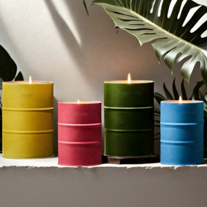 Bougies parfumées cylindriques en pot métallique jaune, rose, vert, bleu, en cire de paraffine, décoration moderne pour la maison, bougie artistique, parfum floral et végétal - Product Image 1