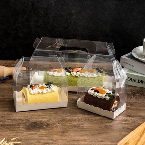 OEM 3in altezza elegante lungo coperchio trasparente scatole di imballaggio scatola di <span class=keywords><strong>pasticceria</strong></span> per torta in rotolo svizzero trasparente con manico - Product Image 5