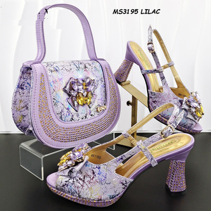 Sac en PU de style italien ensemble de chaussures et de sacs assortis de <span class=keywords><strong>luxe</strong></span> pour femmes africaines fête de mariage - Product Image 5