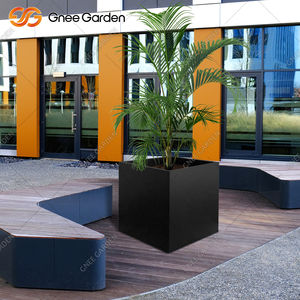 Maceta cuadrada de acero galvanizado negro para interiores y exteriores para decoración de oficina - Product Image 6