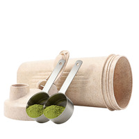 Bouteille shaker sport en paille de blé écologique avec logo personnalisé, boule mélangeuse, poignée et anti-fuite pour protéines et eau de sport