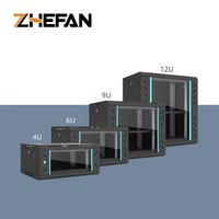 Armoire réseau murale ZHEFAN à prix d'usine, 9U 4U 6U 12U, 19 pouces, mini-rack de serveur verrouillable, noir/gris
