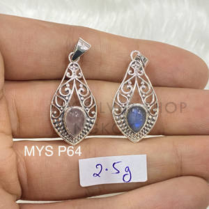 Pendentif en argent sterling 925 original fait à la main avec des pierres précieuses naturelles bijoux fins cadeau pour les femmes en vrac en gros - Product Image 1