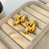 Boucles d'oreilles populaires pour femmes joyas de acero inoxidable al por mayor Boucles d'oreilles à trois gouttelettes en acier inoxydable or 18 carats