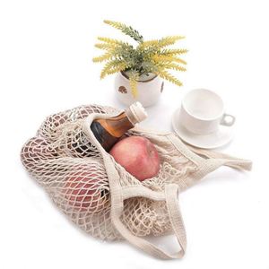 Convenient Eco-Friendly Long-Handle Portable Washable Reusable Net String Organizer Striped Grocery Shopping Tote <b>Bag</b> - Product Image 3