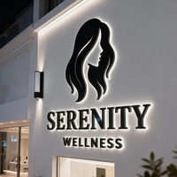 Enseigne 3D pour salon de coiffure, lettres lumineuses personnalisées, logo métallique, signalétique LED, éclairage halo, affichage mural extérieur pour institut de beauté et spa