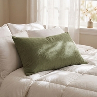Taie d'oreiller de luxe 100 % coton naturel en mousseline, format standard, ensemble de housses de coussin de lit, couleur unie