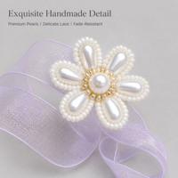 Corsage de poignet en satin rose avec dentelle, perles et fleurs pour mariée, demoiselle d'honneur, mariage, banquet, fête, décoration