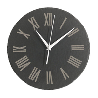 Horloge murale en pierre d'aronde noire naturelle avec gravure Laser pour la décoration de la maison