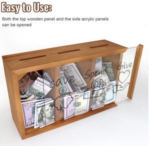 Boîte à épargne en bois portable écologique de haute qualité, très vendue, pour enfants, cadeau, économisez de l'argent, économisez de l'argent, tirelire - Product Image 5