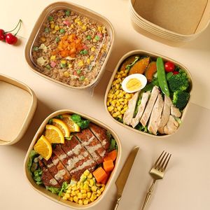 Eco Friendly Take Away Food Box Kraft usa e getta porta il contenitore per cibo da asporto in carta - Product Image 3