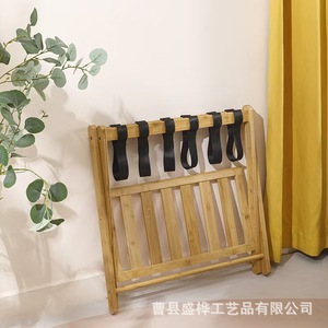 Estante de almacenamiento plegable de madera de doble capa para equipaje, para uso en el hogar y hoteles. - Product Image 4