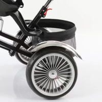 Tricycle 3-en-1 pour enfants, poussette-vélo, poignée de poussée réglable sur 2 niveaux, musique et lumière avec auvent et rotation à 360° °   Siège inclinable rotatif