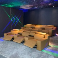 Hot-Selling Leder Theater Power Recliner Sessel für Wohnzimmer Villa Keller mit verstellbarer Kopfstütze und USB-Aufladung