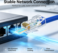 Conector Modular RJ45 Sin Blindaje del Fabricante, CAT6/CAT5E, Transparente, para Cable de Red, Contactos Chapados en Oro, Certificado RoHS