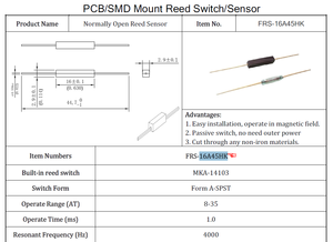 MKA14103 Interrupteurs à lames SPST logés en plastique Form-A Capteurs de contact magnétiques normalement ouverts - Product Image 5