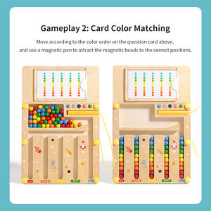 Jouets en bois : <span class=keywords><strong>labyrinthe</strong></span> à billes avec stylo et perles, <span class=keywords><strong>jeu</strong></span> <span class=keywords><strong>de</strong></span> déplacement, apprentissage du comptage et du tri des couleurs, puzzle en bois - Product Image 5