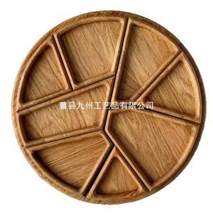 Wooden Round Dessert Plate 25Cm Multi Compartment <b>Snack</b> <b>Tray</b> For Hotel Coffee Tea Serving - Product Image 5