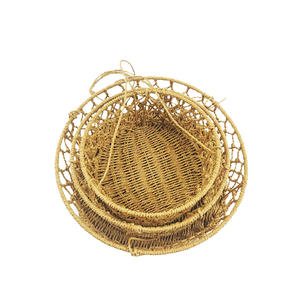 Cesta de almacenamiento colgante ecológica tejida a mano al por mayor de fábrica, cesta de almacenamiento apilable de tres capas para montaje en pared - Product Image 4