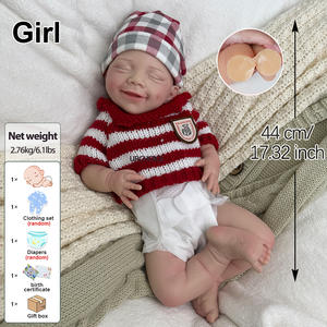 Usine directe 44cm Reborn bébé Silicone nouveau-né fille poupée peluche bouche ouverte réaliste doux sourire pour Photo accessoires éducation - Product Image 2