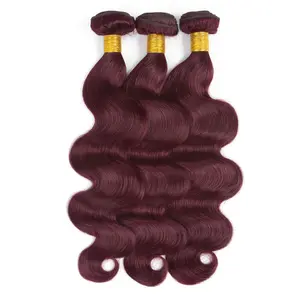 Mechones ondulados de cuerpo Borgoña 9A # 99J cabello humano 100% barato extensión de cabello a granel a la venta pelo de vino tinto indio para mujeres negras