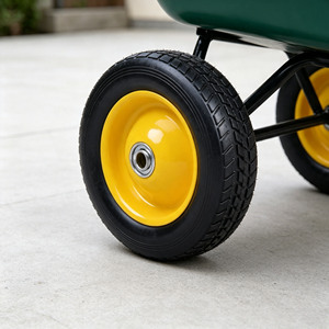 8x2.2 In Flat Free Solid Rubber <b>Wheel</b> Deep Tread Yellow Powder Coated Steel Rim <b>Wheel</b> for Hand Truck Garden Trolley Utility Cart - Product Image 5