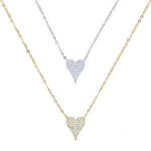 バレンタインギフト ラブリーハートチャームチェーンネックレス マイクロパヴェCZハート キュートハート プロミス バレンタインギフト 高級925シルバー ジュエリー - Product Image 4