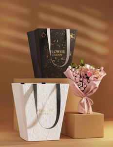 <strong>Trapezoid</strong> Customized Luxury Printed Design 3D Flower <strong>Bag</strong> Embossing Paper Gift <strong>Bag</strong> with Gold Stamping Foil Logo - Product Image 2