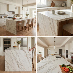 Wholesale Custom Artistic Rose Purple Vein 3D Printed Artificial Stone Slab Quartz Countertop for <b>Kitchen</b> <b>island</b> Vanity Cabinet - Product Image 2