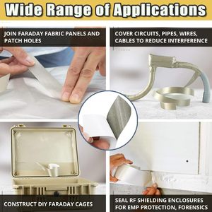 Ruban adhésif à largeur personnalisée et à haute protection, utilisé pour relier le tissu de Faraday ou sceller les boîtiers RF ou le papier peint de blindage - Product Image 6