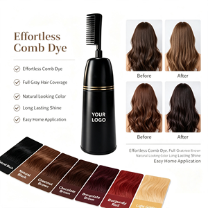 Crème colorante permanente pour cheveux à base d'extraits végétaux, couvrant les cheveux gris, avec peigne applicateur facile, marque privée, qualité professionnelle - Product Image 1