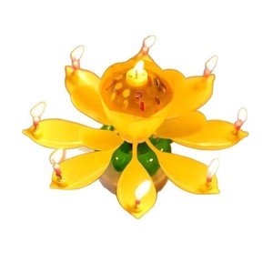 Candelabro Musical de Resina con Diseño de Flor de Loto, Candelabro Giratorio con Música, Vela Decorativa de Alta Gama - Product Image 1