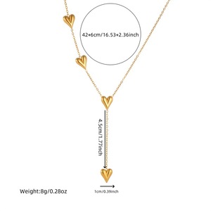 Heart-Shaped Stainless Steel Necklace <b>Bracelet</b> <b>Set</b> Gold Plated Women's Fashion Jewelry Gift - Product Image 5