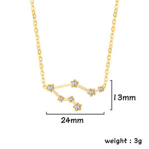 Collier tendance de style zodiaque en acier inoxydable pour femmes, chaîne en strass, avec symbole astrologie, zodiaque, breloque, en or, nouvelle collection 2020 - Product Image 4