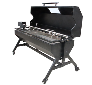 Black Adjustable Height Hooded Span Stainless Steel <strong>Gas</strong> Charcoal Pig 1500mm Spit Roaster - Product Image 2