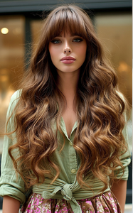 Parrucca Lunga Ricciolina Stile Europeo-Americano da 24 Pollici <span class=keywords><strong>con</strong></span> <span class=keywords><strong>Frangia</strong></span> e Grandi Onde in Fibra Sintetica, Disponibile in Diverse Opzioni di Colore - Product Image 2