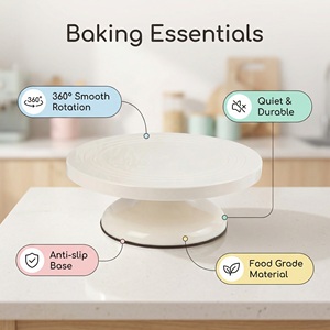 Durable Food-grade Plastic Modern 10 Inch <strong>Cake</strong> <strong>Stand</strong> Anti - Slip Base Smooth 360&deg; Rotation <strong>Cake</strong> Turntable - Product Image 3