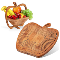 Étagère de cuisine pliable en bambou sur pied pour légumes et panier de rangement pour fruits, de qualité alimentaire, vente en gros