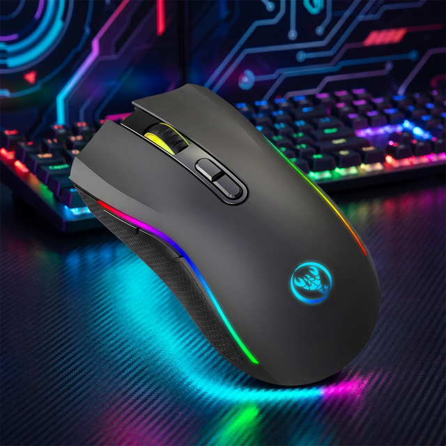 HXSJ T69 Ergonomics Portable 2.4G RGB Silent Wireless Gaming Mouse Laptop Optical Tracking Right Hand Orientation Stocked 125HZ