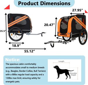 Outdoor Cycling Rear-Mounted Foldable Pet Trailer Oxford Cloth Pet Stroller <b>for</b> Camping with Cats <b>Dogs</b> Children Mountain <b>Bikes</b> - Product Image 2