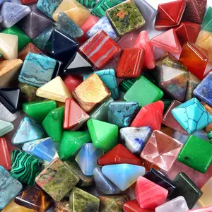 14mm Pyramid Crystal Stones Bulk Wholesale Thumb Pocket Carved Polished Chakra Crystal Gemstone For DIY Handmade Decor Gift
