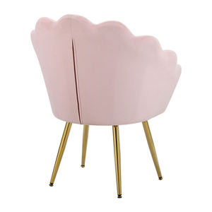 Có hình dạng hoa và chân kim loại vàng sang trọng Ghế ăn nhung màu hồng - Product Image 6
