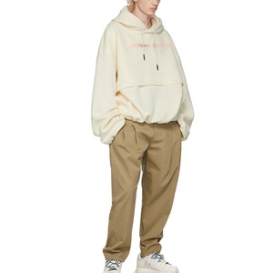 En <span class=keywords><strong>blanco</strong></span> sudaderas con capucha de manga larga <span class=keywords><strong>jersey</strong></span> de gran tamaño unisex Sudadera con capucha - Product Image 5